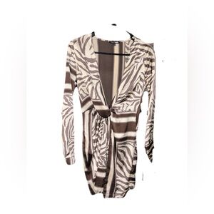 Fashion Nova Zebra Print Long Sleeve Dress